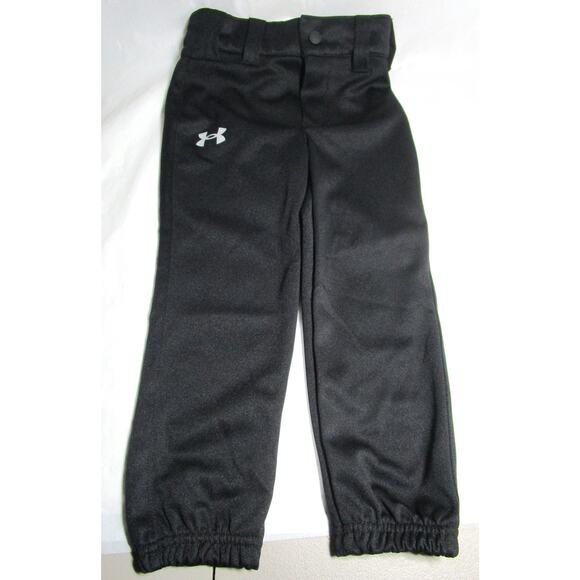 Under Armour Boys Athletic Pants Black Baseball Style Size 4 - Picture 1 of 5